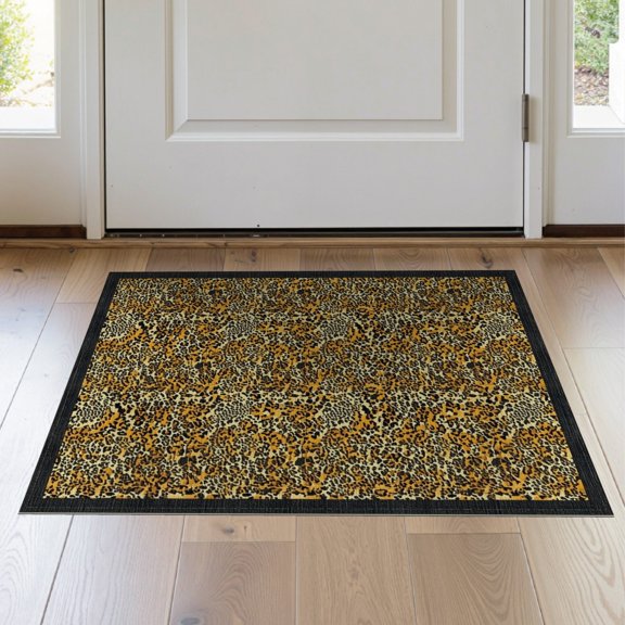ODIKA Zebra Leopard Print Cheetah Spotted Bold Inspired Border Cow for Entryway, Kitchen, Laundry Room, Stain Resistant Thin Throw