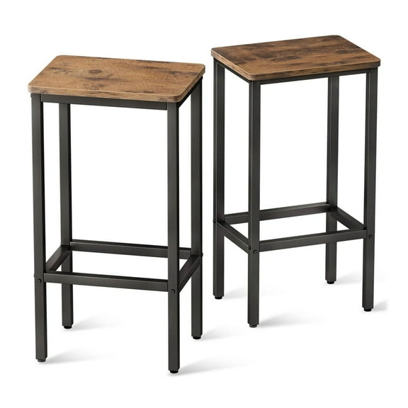 ODK 25.6 Inch Height Wooden Counter Seat Barstool, Rustic Brown (2 Set)