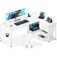 thumbnail image 1 of ODK 61'' L Shaped Desk with 4 Drawers, Reversible Corner Desk with Storage, Gaming Table with Power Outlets, USB Ports, PC Case Shelf, Computer Desk for Home Office, Study, Easy Assembly, White, 1 of 16