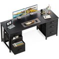 thumbnail image 1 of ODK 63 inch Office Desk with 6 Fabric Drawers & File Cabinets, Work from Home Computer Desk with Hidden Storage Stand, Black, 1 of 17