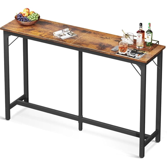 ODK 63 inch Rectangular Bar Table Rustic Brown Bar Height, Pub Table.