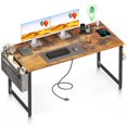 thumbnail image 1 of ODK Computer Desk - 55 Inch Office Writing Desk for Home, Student Study Desk with Storage Bag, Headphone Hook & Power Outlets, Modern Simple Table for Bedroom, Vintage, 1 of 7