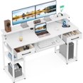 ODK Computer Desk with Drawers, 63 Inch Office Desk with Power Outlet