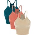 thumbnail image 1 of ODODOS Women's Crop 3-Pack Washed Seamless Rib-Knit Camisole Crop Tank Top, 1 of 5