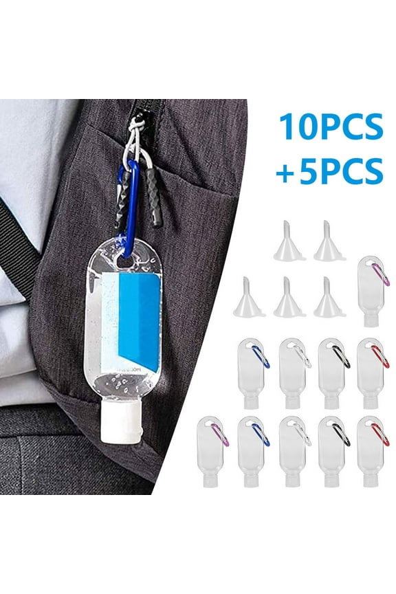 10Pcs Travel Plastic Clear Keychain Bottles Refillable Empty Sanitizer Bottles