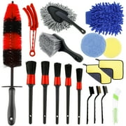 ODOMY 18pcs Car Wash Cleaning Tools Kit Car Detailing Set,Car Wash Kit Interior and Exterior with Car Detail Brushes, Tire Brush, Towels