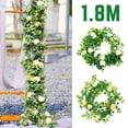 thumbnail image 1 of ODOMY 2 Colors 4 PCS Artificial Eucalyptus Garland Hanging Rattan Wedding Greenery Home Decor Table Centerpieces Party Decorations Hotel or Cafe Decor, 1 of 9