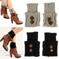 thumbnail image 1 of ODOMY 2 Pairs Button Crochet Knitted Boot Cuffs Toppers Socks Winter Ankle Leg Warmer, 1 of 11