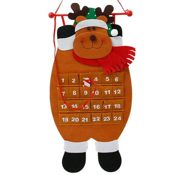 ODOMY 2020 Christmas Advent Calendar 3D Santa Felt Advent Calendar Countdown to Christmas Calendar Indoor Christmas Decor
