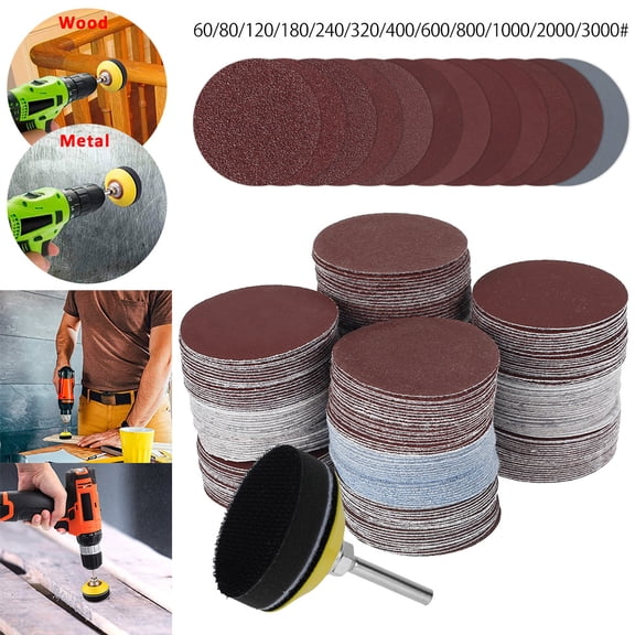 ODOMY 240 Pcs Sanding Discs, 2 Inch Round Grinding Pad Polishing Sheets 60/80/120/180/240/400/600/800/1000/1200/2000/3000 Grits for Drill