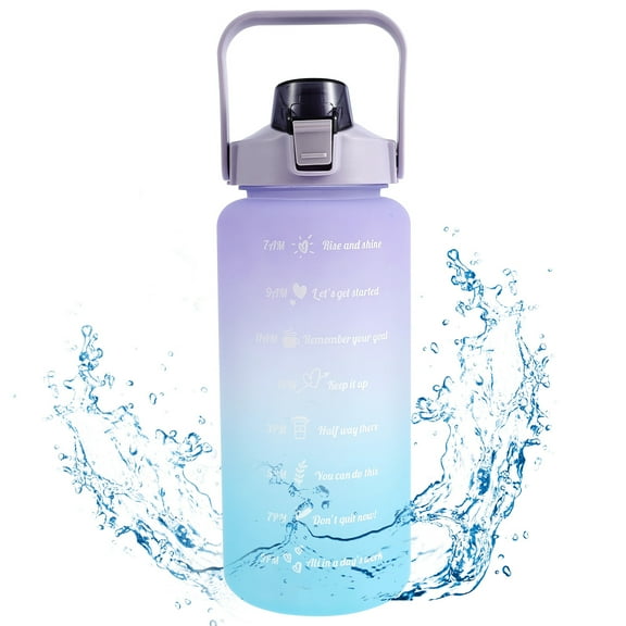 ODOMY 2L Extra Large Motivational Water Bottle with Handle & Removable Straw Water Jug to Ensure You Drink Enough Water Daily
