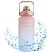 ODOMY 2L Extra Large Motivational Water Bottle with Handle & Removable Straw Water Jug to Ensure You Drink Enough Water Daily