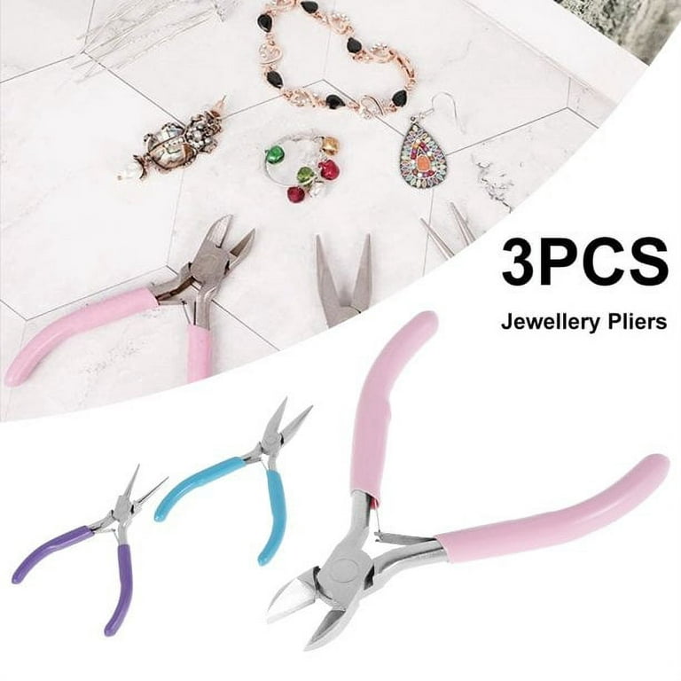 3PCS Jewelry Pliers Set Kit Beading Round Mini Nose Flat Jewelry Making  Tool