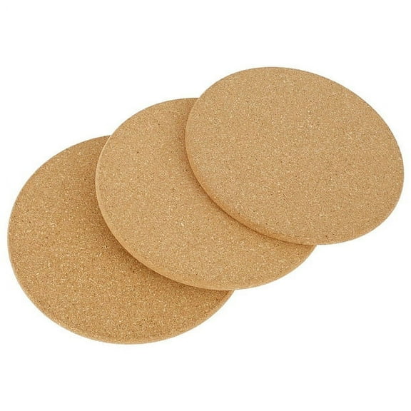 ODOMY 3pcs Cork Pot Holder Mats,5.7inch High Density Thick Cork Trivets Heat Resistant Round Pans Stands Pad Set for Table Countertop Hot Pots Pans