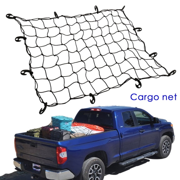 'ODOMY 47"x 34" Cargo Net Bungee Nets Stretches to 80"x 60" Tight 3.15x3.15Mesh Holds More Than 200 lbs Load Easily Adaptable to Pickup Truck Bed and SUV Rooftop Travel Luggage Rack