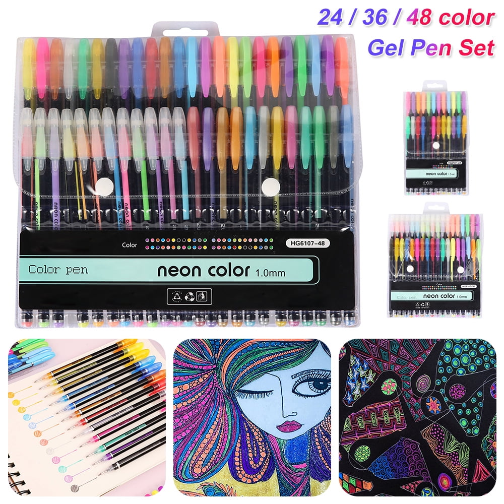 Glitter Gel Pens for Adult Coloring Books 120 Pack-60 Glitter Coloring Pens  Kit