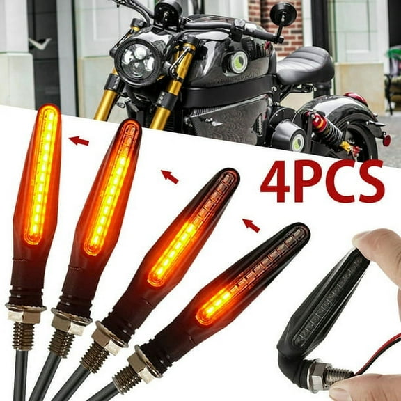 ODOMY 4PCS 12 LED Motorcycle Rear Front Turn Signal Light Sequential Flowing Indicator
