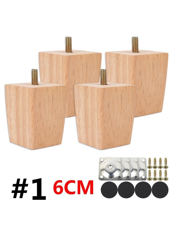 4PCS 6cm Solid Wooden Furniture Legs Sofa Couch Chair Bed Cabinet Bench Sette Legs