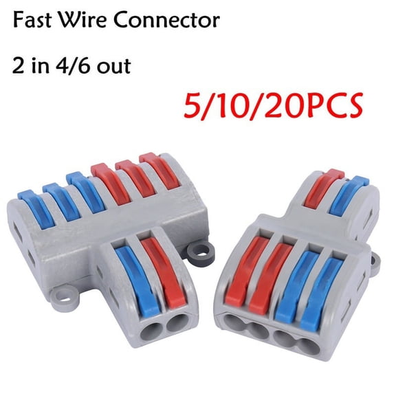 ODOMY 5/10/20pcs Mini Fast Wire Connector Universal Wiring Cable Connector Push-in Conductor Terminal Block PCT-222 SPL-62/42