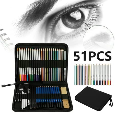 ODOMY 51 Pcs Drawing Set Sketching Kit, Pro Art Supplies Wood Pencil Sketching Pencils Art Sketch Painting Supplies for Artists Beginners Adults