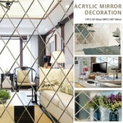ODOMY 58 PCS 3D Mirror Wall Sticker, Self Adhesive DIY Wallpaper Mirror Mural Wall Decal Art Ceramic Tile Furniture Decal Decoration Wallpaper with Protective Film for Home Living Room