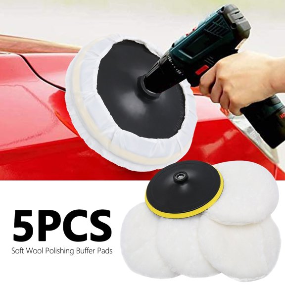 ODOMY 5Pcs 7'' 180mm Soft Wool Polishing Buffer Pads Gross Polish Kit For Car Polisher