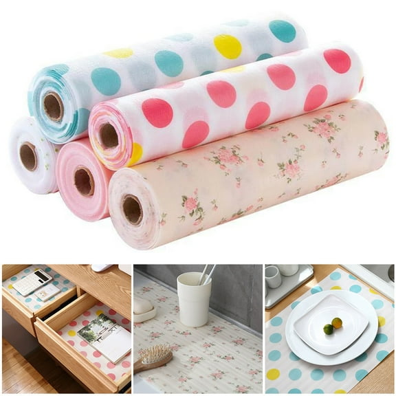 ODOMY 5Pcs Drawer Mat Liner,Reusable Floral Dot Printed Cabinet Liner Dustproof Drawer Paper Moisture-proof Cabinet Pad for Kitchen Cabinet Dresser Drawer