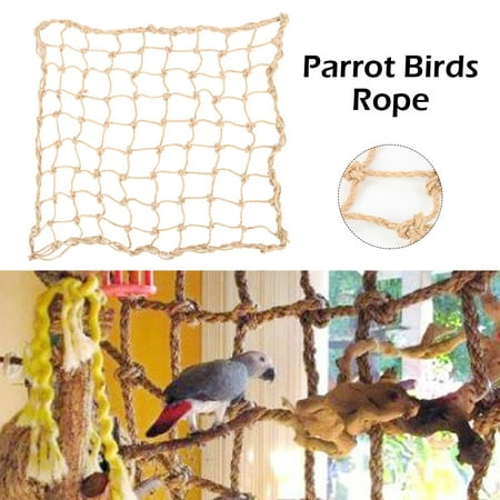 ODOMY 60X60cm Parrot Bird Pet Climbing Net Cage Toy Swing Hanging Rope Macaw Play Game