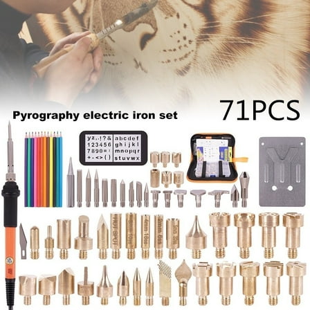 Rzvnmko 71/37 Pieces US Plug Electric Wood Burning Tool Kit Craft Set Soldering Pyrography Art Pen Tips