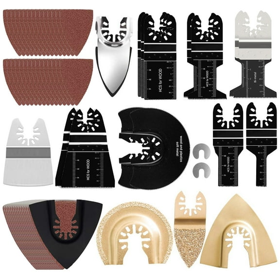 ODOMY 81pcs Multitool Blades High Carbon Steel Mix Oscillating Saw Blades Quick Release Oscillating Blades Tool Accessories Professional Multifunctional Swing Blades Kit for Metal Wood Plastic Cutting
