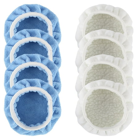 ODOMY 8pcs 5-6" Microfiber Plush Car Polishing Polisher Waxing Bonnet Buffing Pad Cover