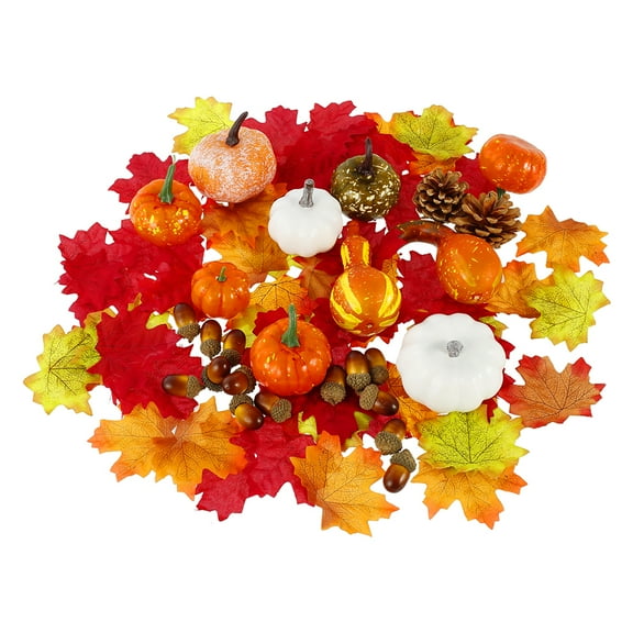 ODOMY Artificial Pumpkin Maple Leaves Acorn Pine Cones Accessories Autumn Fall Home Decor
