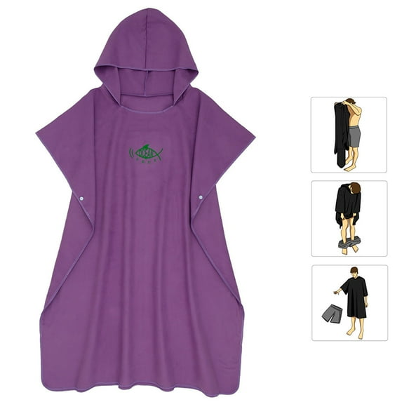 ODOMY Changing Towel Robe Poncho Microfiber Hooded Robe Quick Dry for Surfing Swimming and Beach Fits Men Women Adults