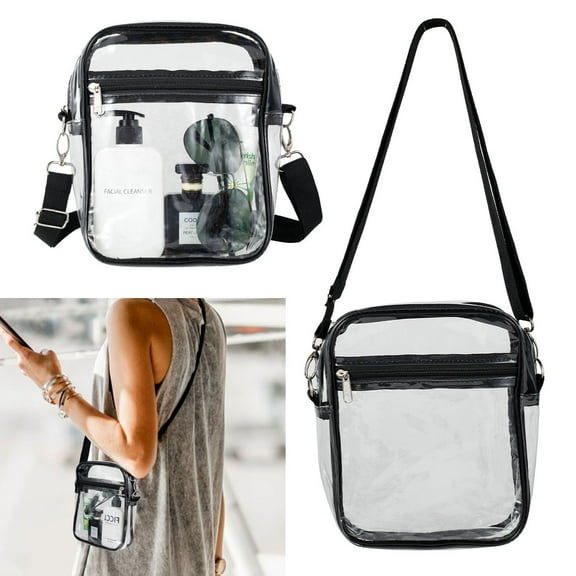 ODOMY Clear Crossbody Purse Bag,Messenger Shoulder Bag with Zipper Closure Adjustable Strap For Women and Men
