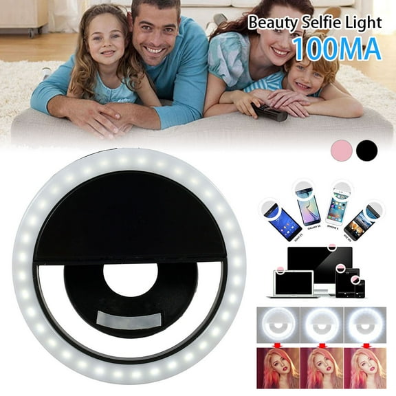 ODOMY Clip on Selfie Ring Light 3Rechargeable with 36 LED for Smart Phone Camera Round Shape