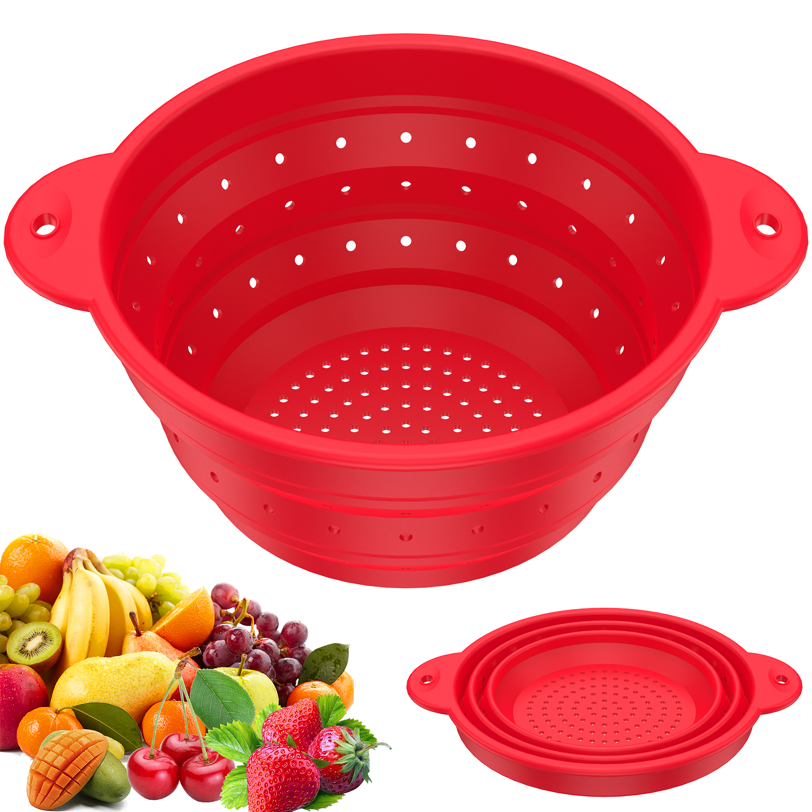 ODOMY Collapsible Colander FoodGrade Silicone Kitchen Strainers