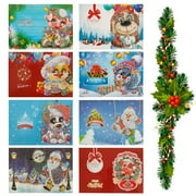 ODOMY DIY Christmas Greeting Card Diamond Painting， Creative Manual 3D Diamond Painting Full Drill Cartoon Santa Claus Postcard Kits for Festive Birthday New Year Gift
