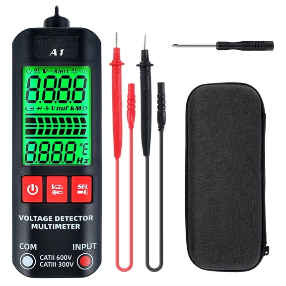 ODOMY Digital Multimeter Tester A1 Automatic Smart Multimeter 2000 Counts Battery-operated Measuring AC/DC Voltage Resistance Frequency with LCD Display and LED Light