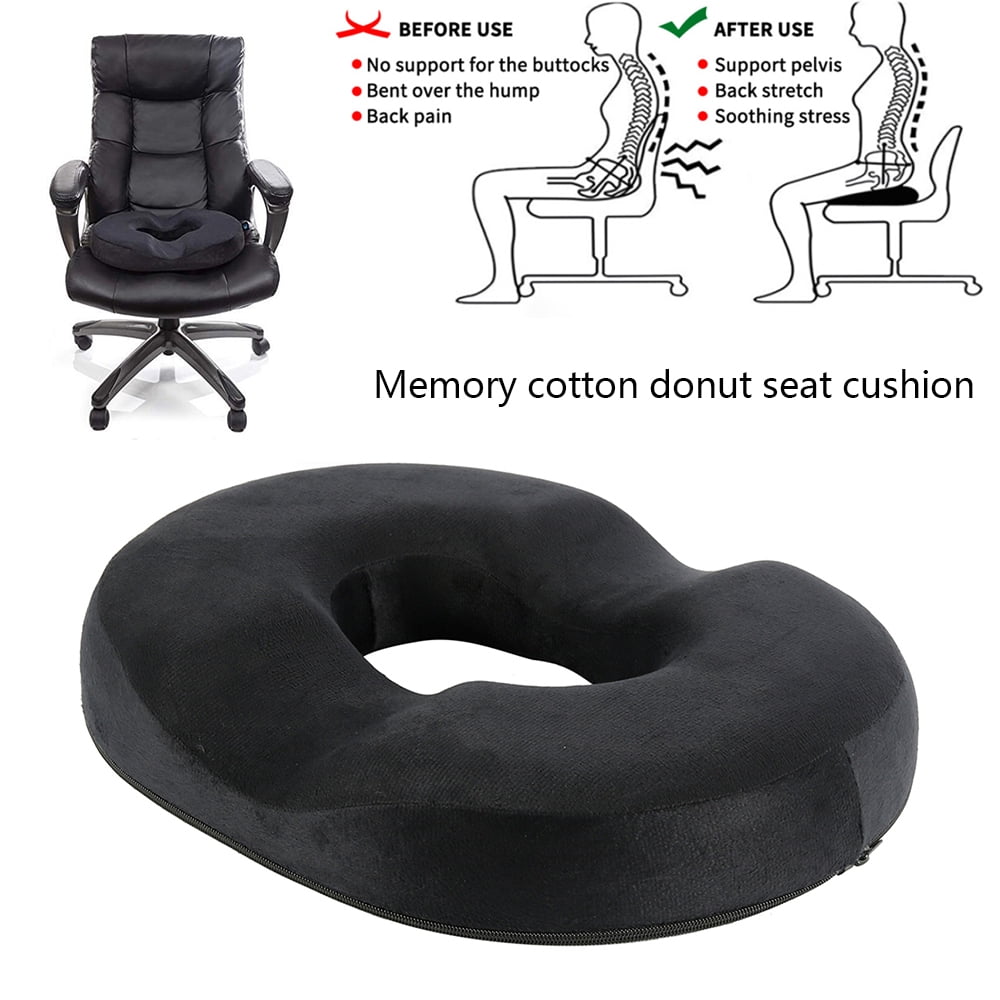 ERGONOMIC INNOVATIONS Orthopedic Donut Pillow: Memory Foam Chair Seat  Cushion for Tailbone and Coccyx Pain, Sciatica, and Pressure Relief - Car,  Desk, and Office Chair Pad Cushions and Pillows (Black) 
