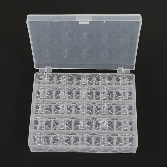 ODOMY Empty Box With 25 Bobbins Sewing Machine Plastic Spools for Home Handwork Access