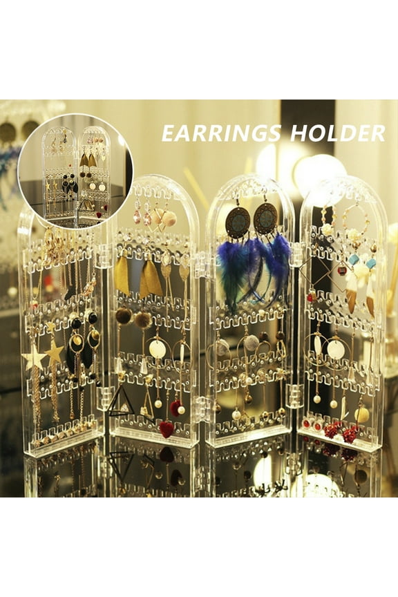Folding Earring Stand Large Capacity Necklace Holder Bracelet Display Rack for Dressing Table Jewelry Store Grid