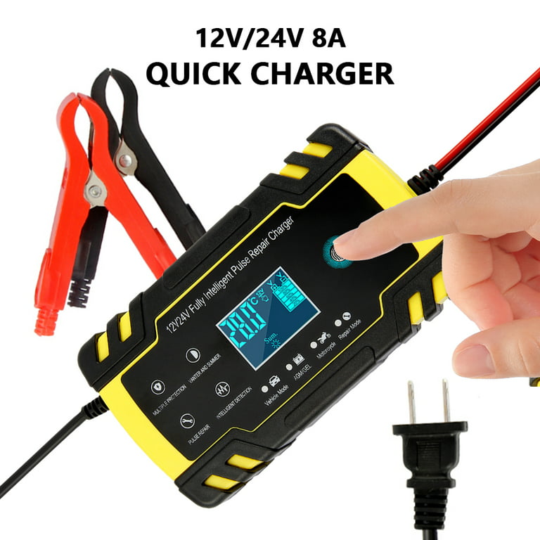 ODOMY Fully-Automatic Smart 12V And 24V Maintainer Desulfator Car Battery  Charger with Temperature Compensation for Car Truck Motorcycle Lawn Mower  Batteries 