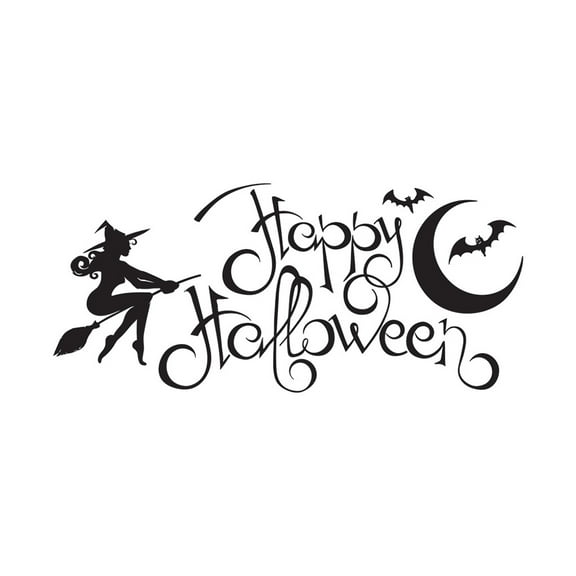 ODOMY Halloween Window Wall Sticker Decor Vinyl Decal Stickers Witch Bat Mural