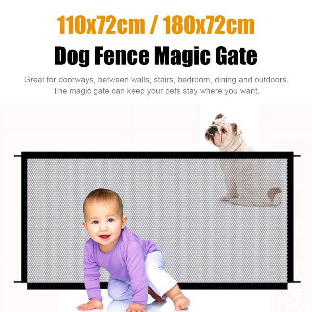 ODOMY Mesh Dog Gate, Pet Safety Magic Gate for Dogs Portable Folding