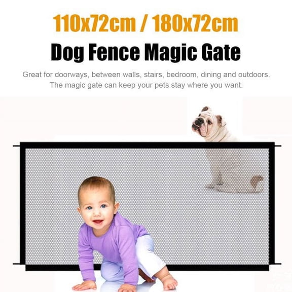 ODOMY Mesh Dog Gate, Pet Safety Magic Gate for Dogs Portable Folding Mesh Fence Safe Guard Install Anywhere Baby Safety Gate for Hall Stair Doorway Tall