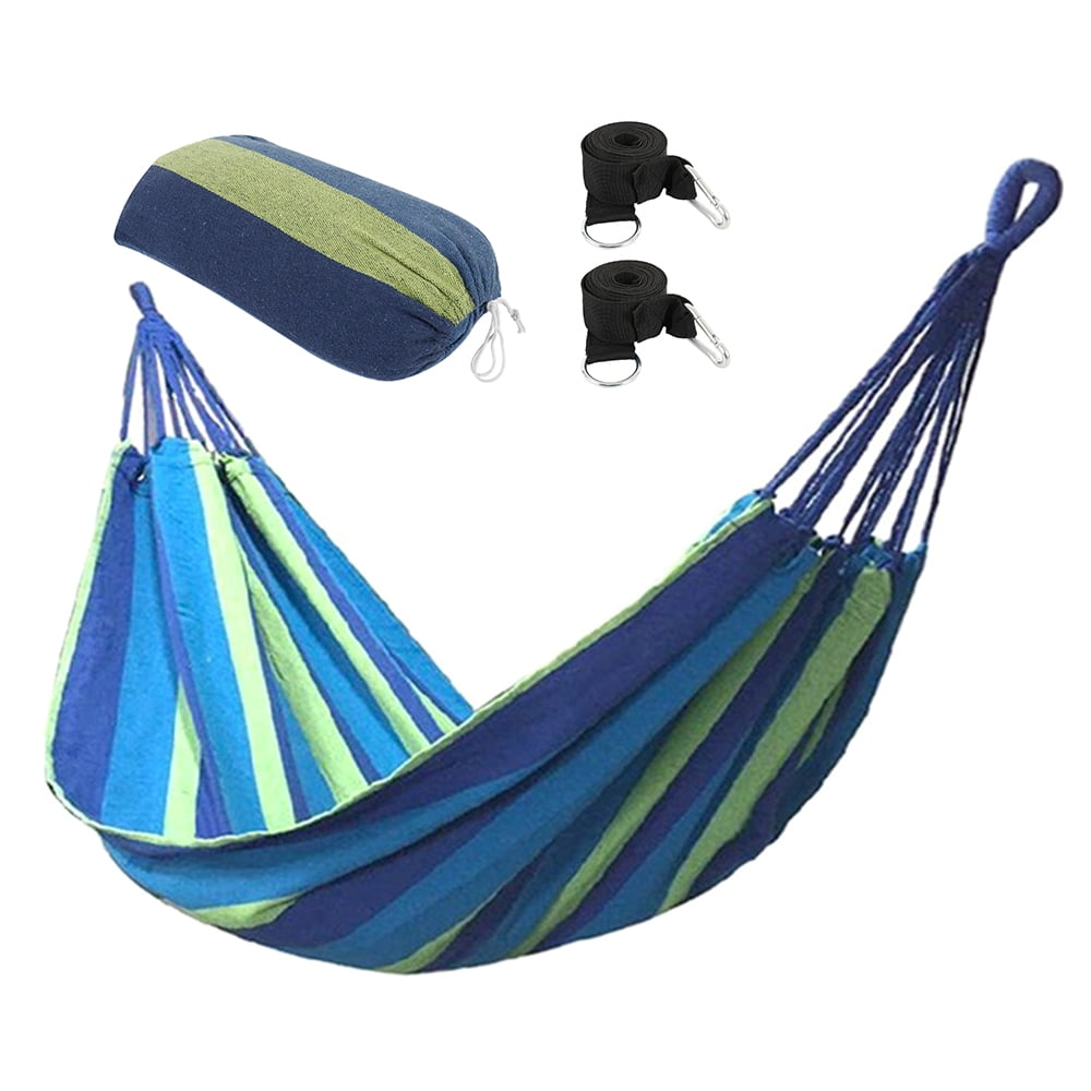ODOMY Outdoor Cotton Hammock Multiples 270 x 150 cm， Load Capacity up to 200 kg Portable with Carrying Bag for Patio Yard Garden