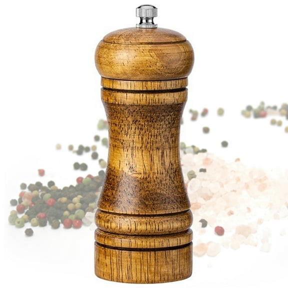ODOMY Pepper Mill Wood Pepper Grinder Adjustable Oak Wood Salt and Pepper Grinder Refillable Ceramic Grinding Mechanism Sealed Salt Mill Spice Jar 5/8/10in for Kitchen Camping Picnic BBQ
