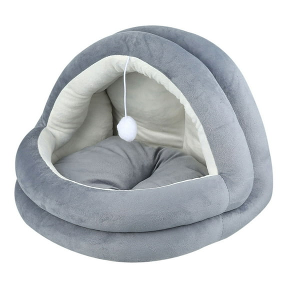 ODOMY Pet House Cave Fleece Padded Bedding Dog Puppy Cat Bed Igloo Warm Washable House