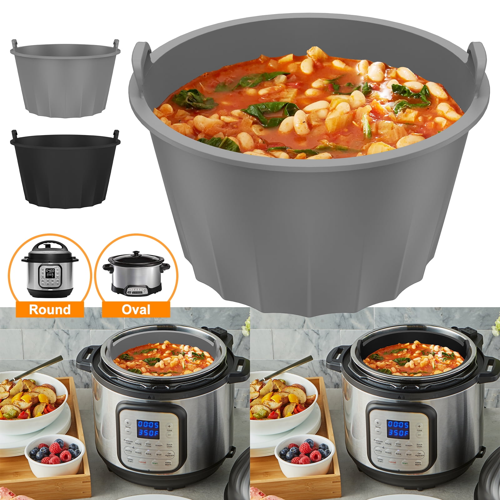 ODOMY Slow Cooker Liners - Reusable Crock pot Divider,Safe Silicone Cooking  Bags Fit 6-8 Quarts Oval or Round Pot Dishwasher Safe Cooking Liner 