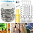 thumbnail image 1 of ODOMY Stainless Steel Wire Rope Cable Hooks Hanging Kit Garden Railing Roll 15M/30M, 1 of 9